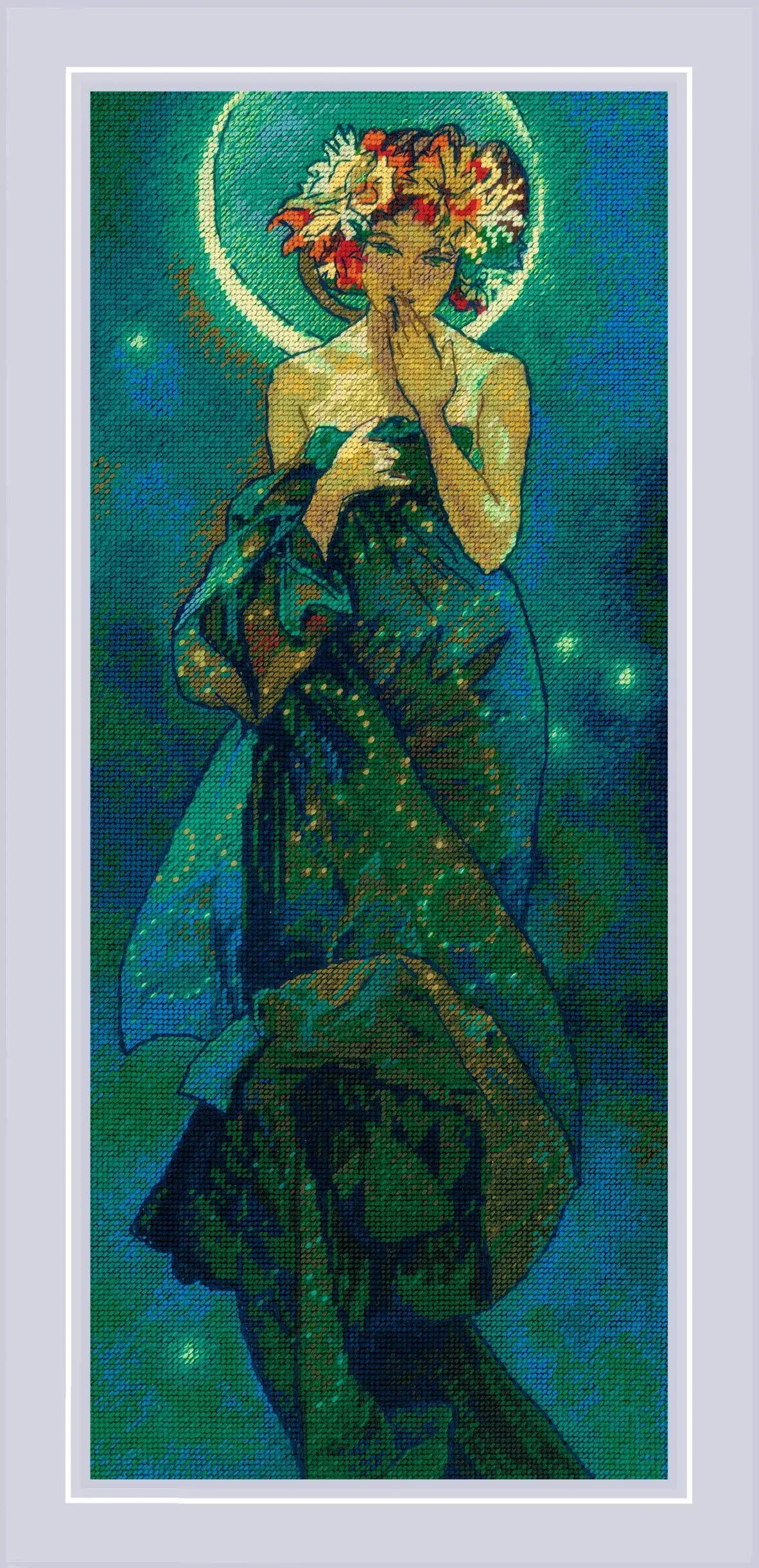 THE MOON Cross Stitch Kit by RIOLIS  2340 Art Nouveau Celestial