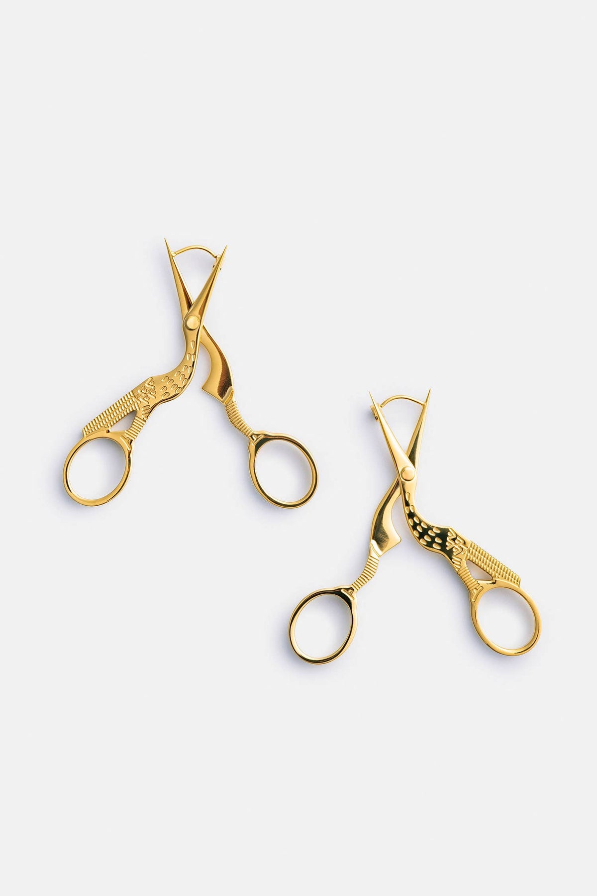 Stork Embroidery Scissor Earrings