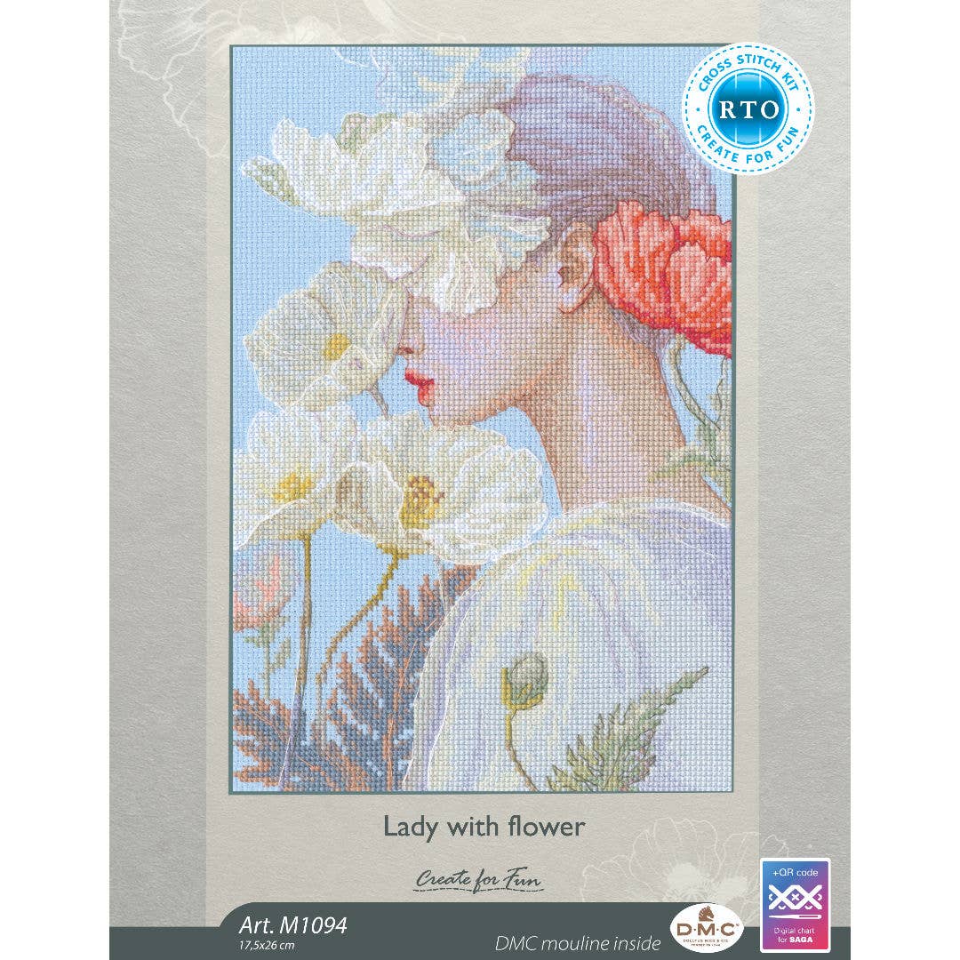 Lady with Flower Cross Stitch Kit RTO Counted M1094