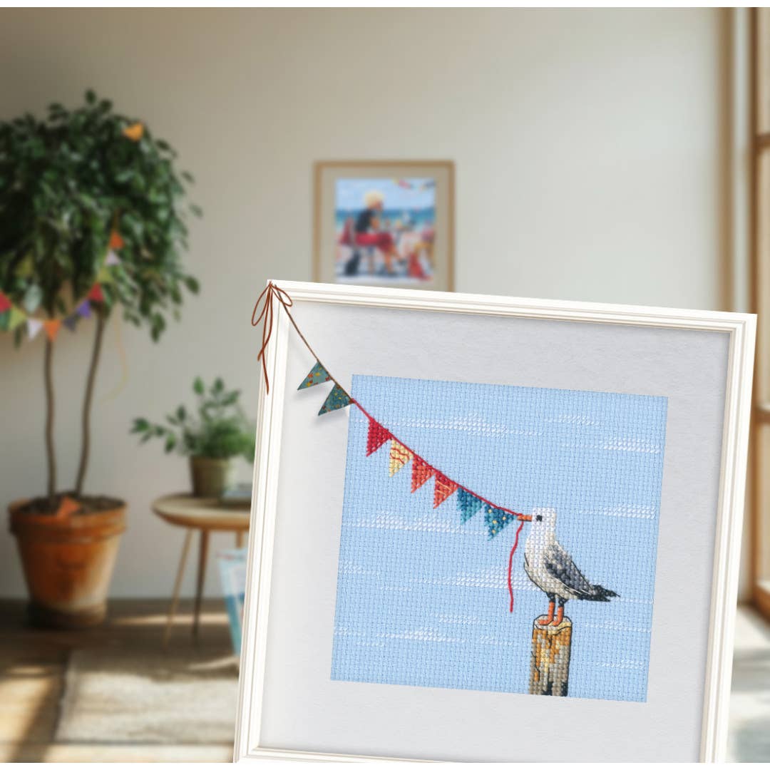 Seagull with flags Counted Cross Stitch Kit by RTO M1107