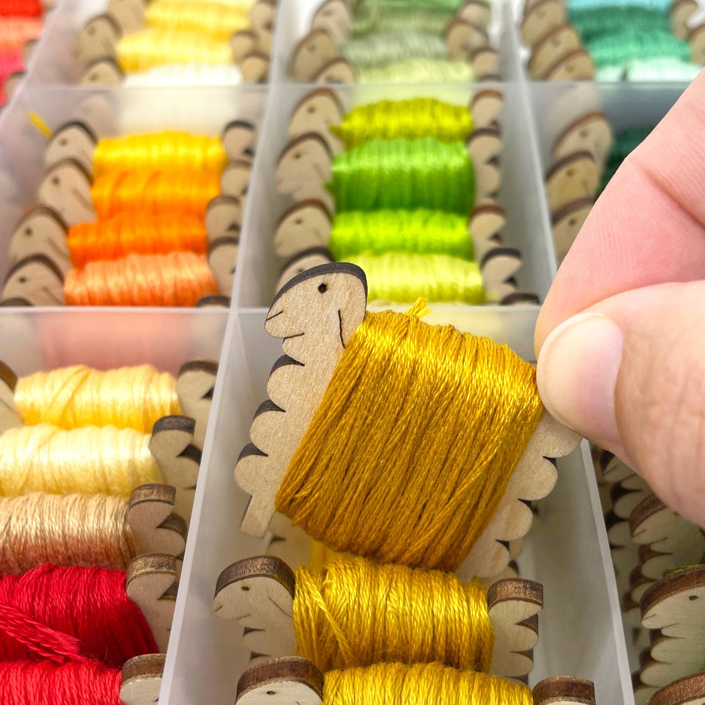 Nordic Sheep Wooden Thread Bobbins - Set of 10