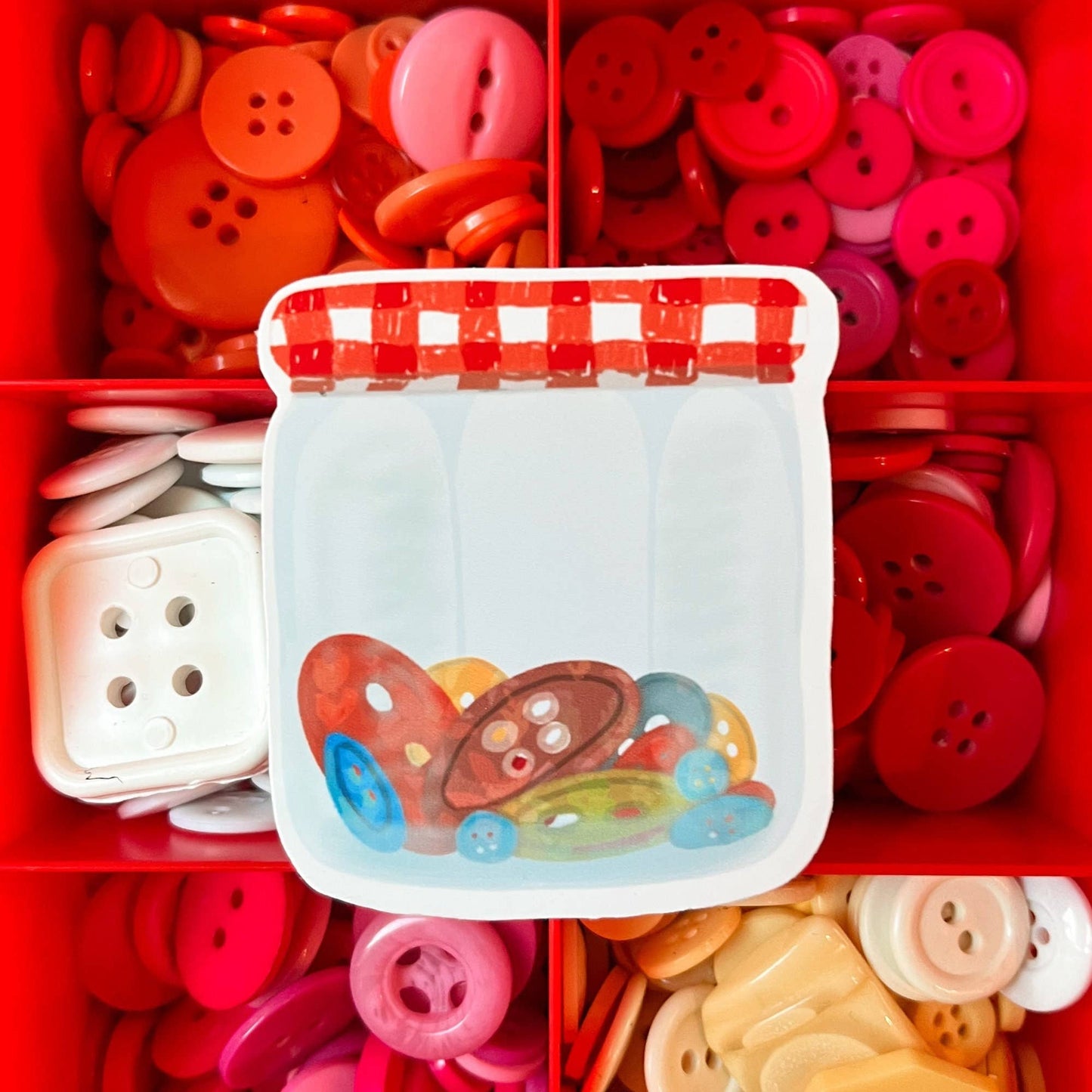 Jar Of Buttons Vinyl Sticker