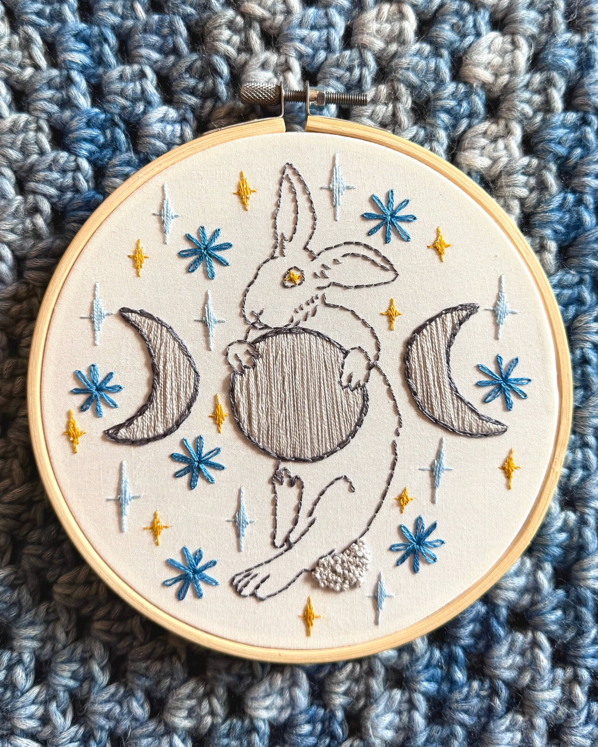 SALE Moon Rabbit DIY Embroidery Kit