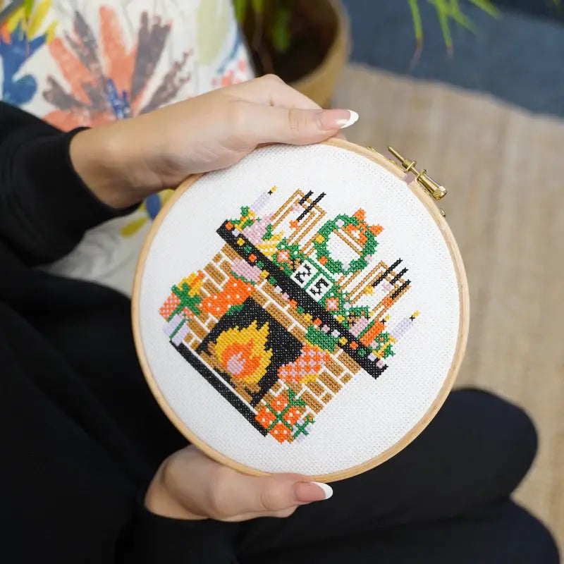 Crackling Fireplace - Cross Stitch Kit Beginner Friendly