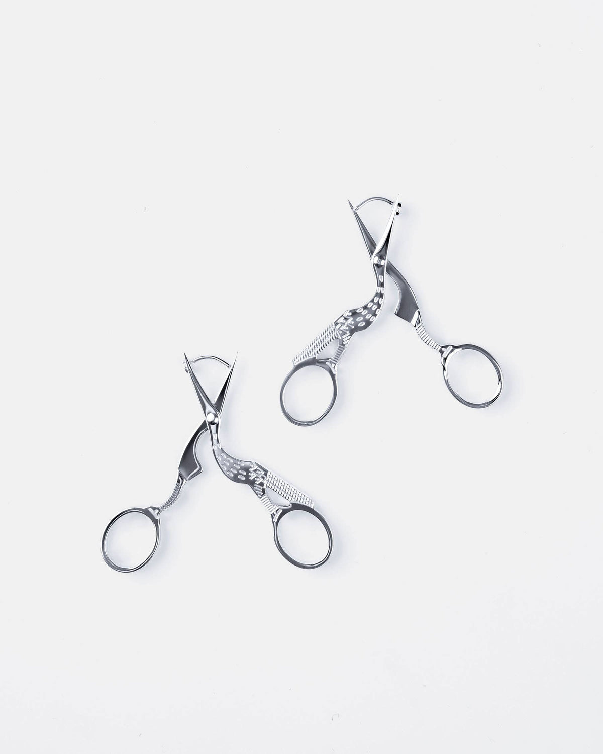Stork Embroidery Scissor Earrings