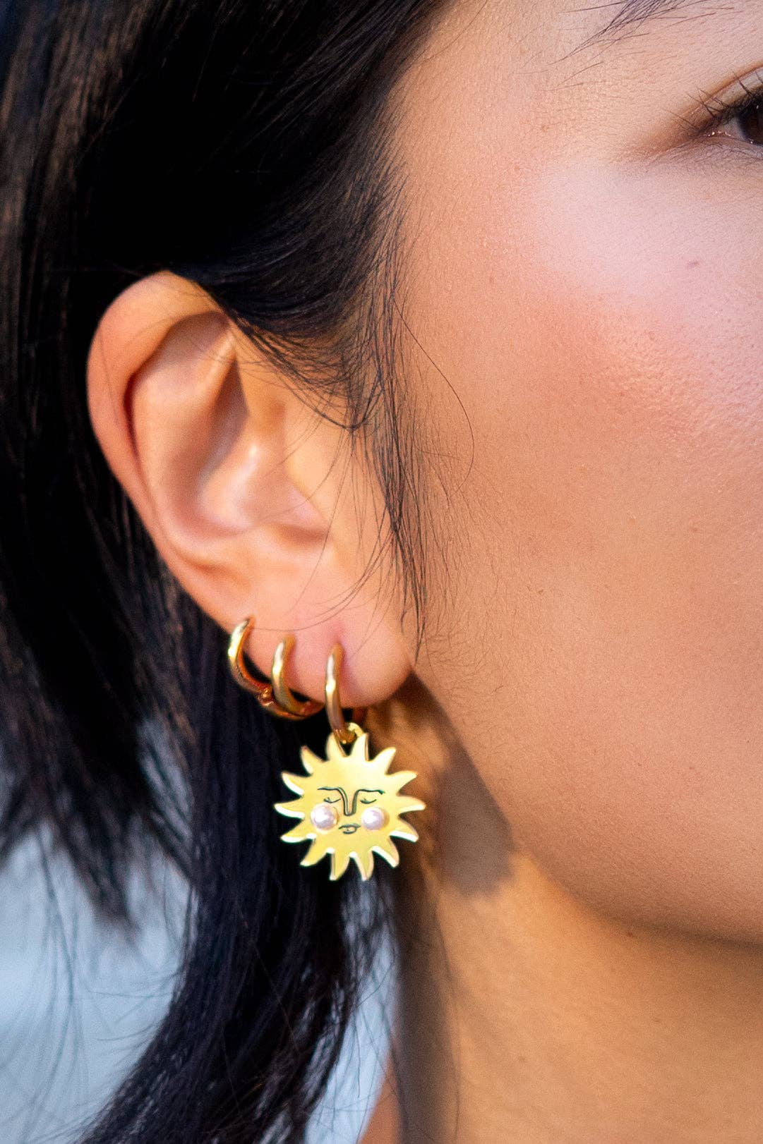 Celestial Hoops Huggie Earrings-18K Gold Plated
