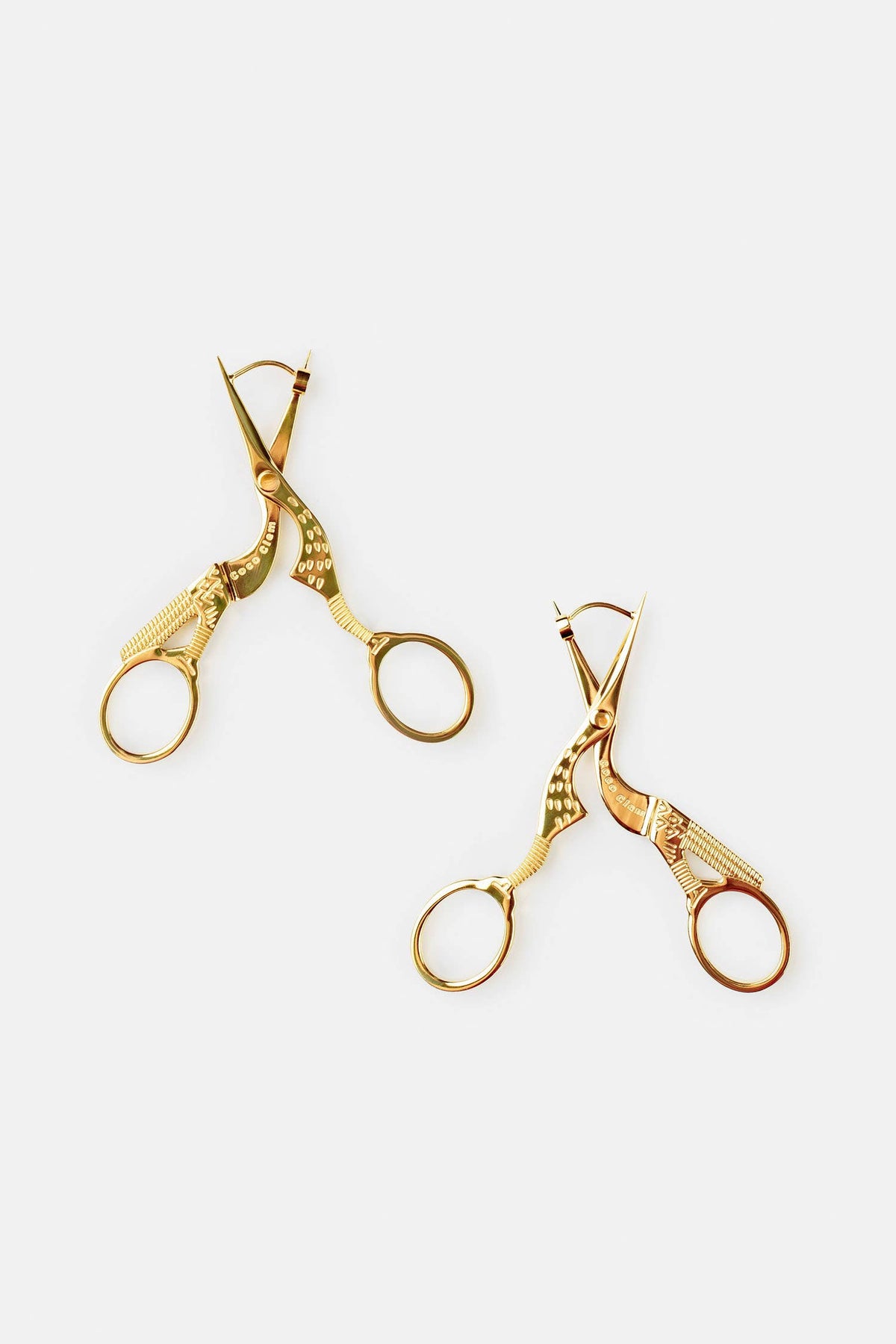Stork Embroidery Scissor Earrings