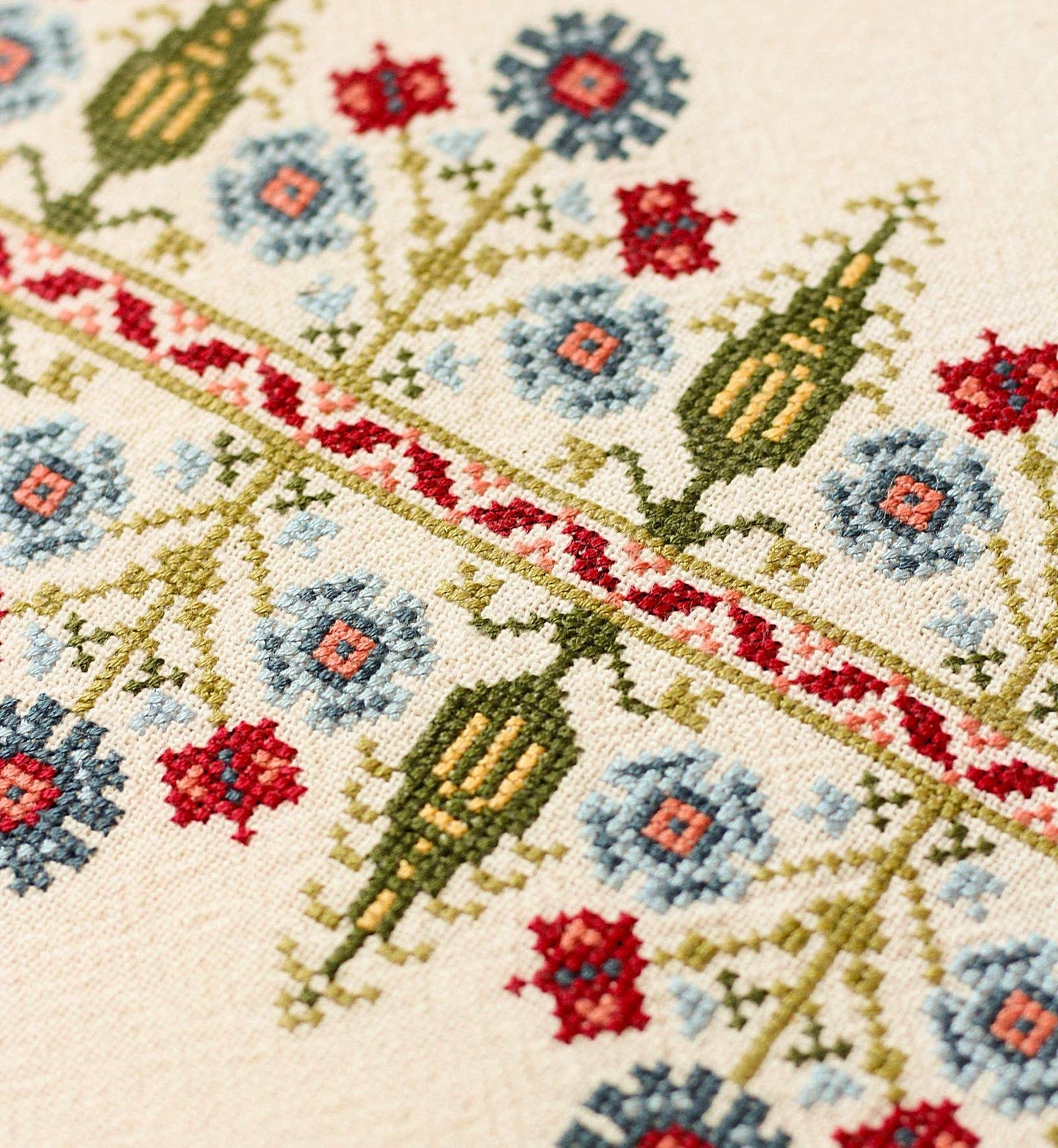 Cross Stitch Kit - Delphian Cornflower Avlea Folk Embroidery