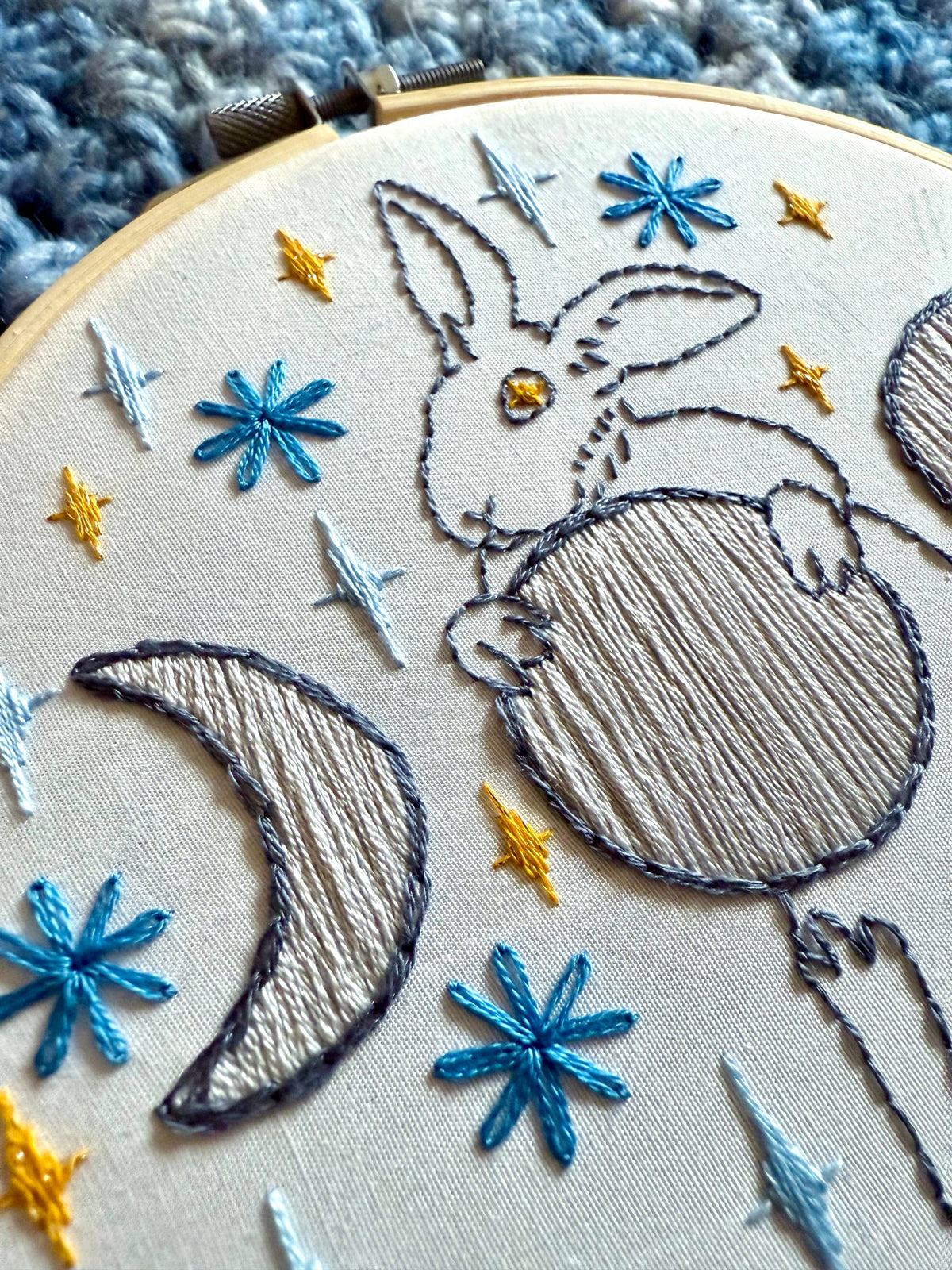 SALE Moon Rabbit DIY Embroidery Kit