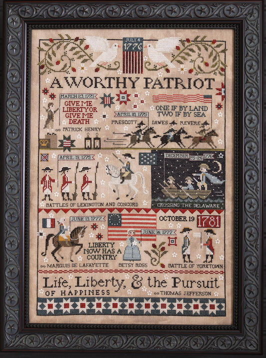 PREORDER Plum Street Samplers A WORTHY PATRIOT Cross Stitch Pattern Nashville Market