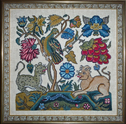 A Parrot, A Leopard, and A Lion Cross Stitch Pattern by Scarlet Letter