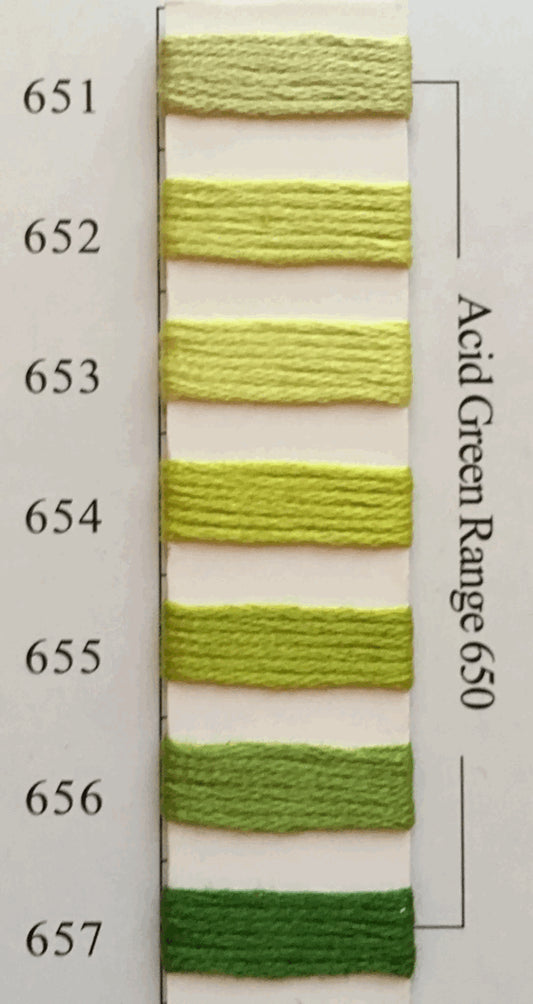 Needlepoint NPI Silk Floss 8 Ply Acid Green Range 651 652 653 654 655 656 657