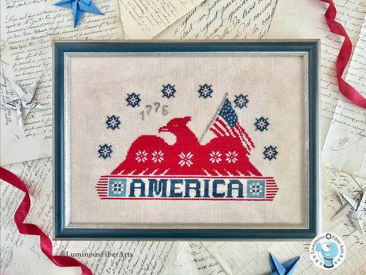 PREORDER American Eagle Coverlet Cross Stitch Pattern Luminous Fiber Arts PHYSICAL copy