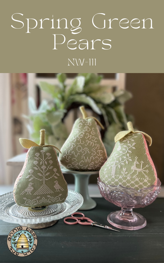 Spring Green Pears Cross Stitch Pattern by Annie Beez Folk Art