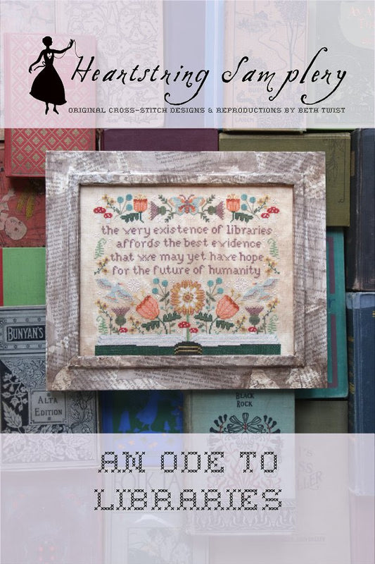 An Ode to Libraries Cross Stitch Pattern by Heartstring Samplery Nashville Market