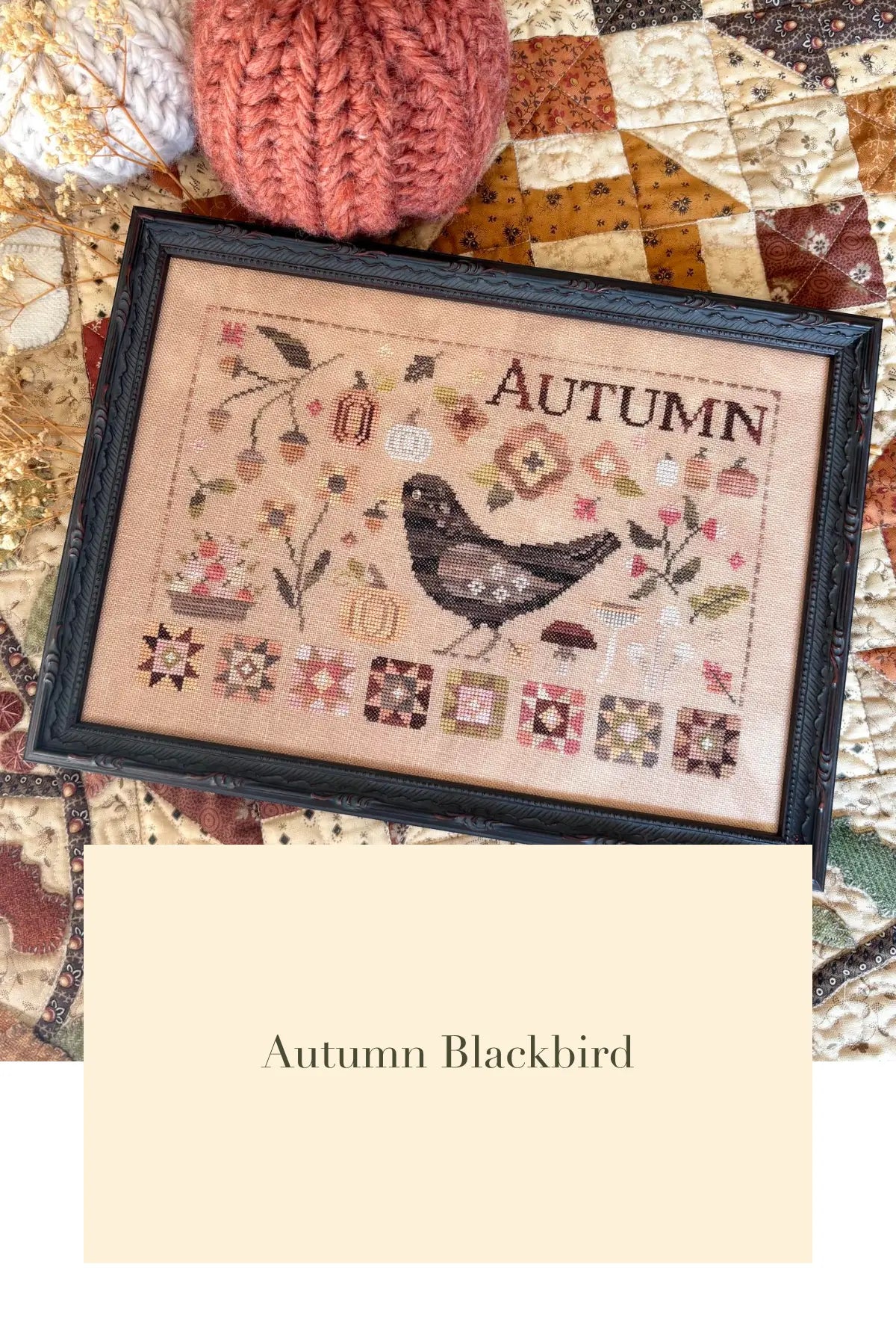 PREORDER Blueberry Ridge AUTUMN BLACKBIRD Cross Stitch Pattern