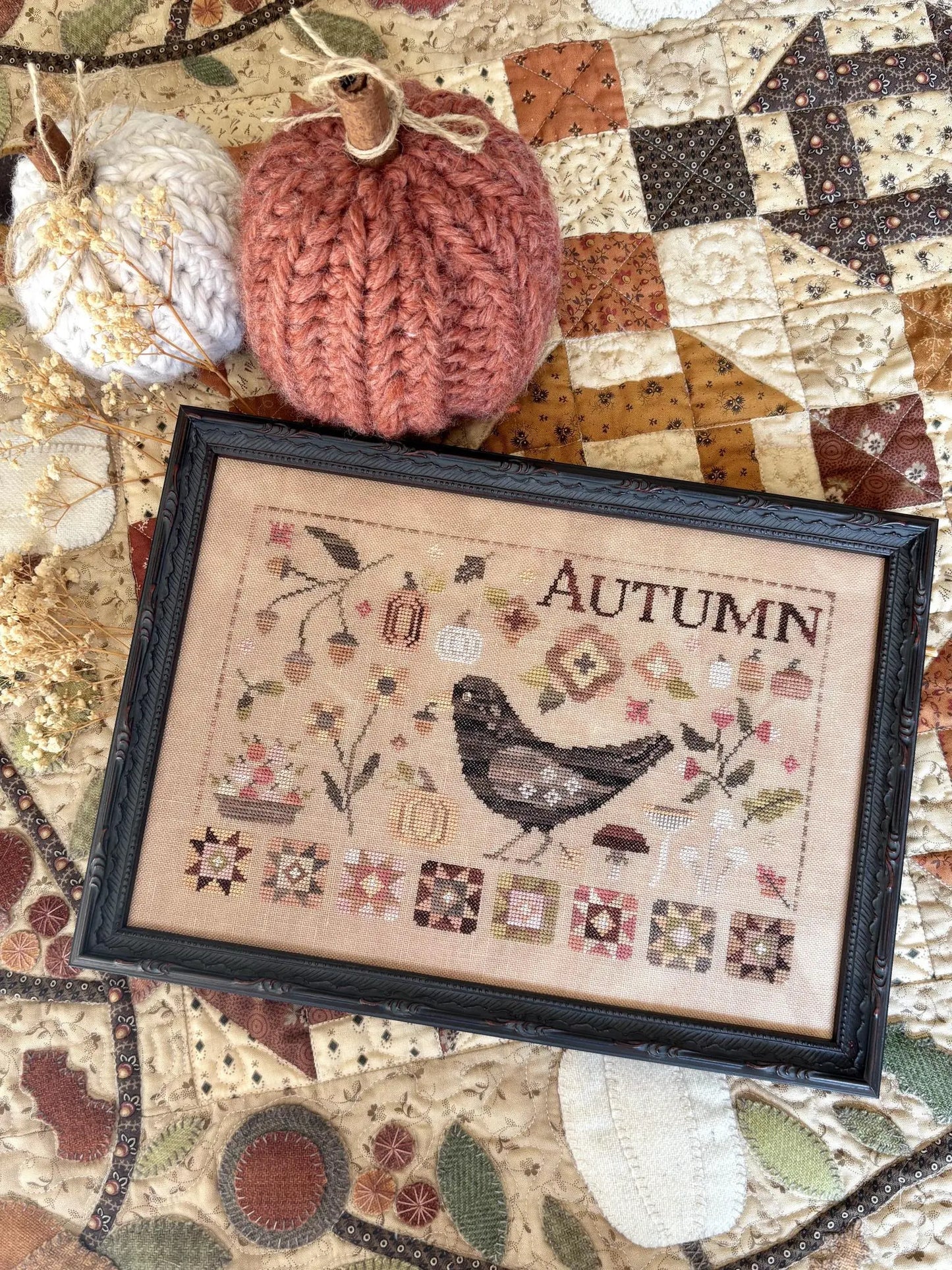 PREORDER Blueberry Ridge AUTUMN BLACKBIRD Cross Stitch Pattern
