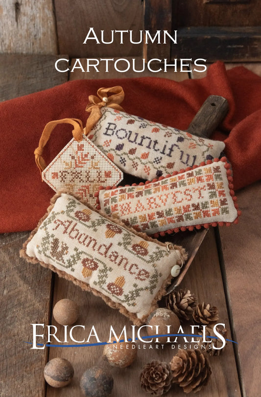 PREORDER Erica Michaels AUTUMN CARTOUCHES Cross Stitch Pattern