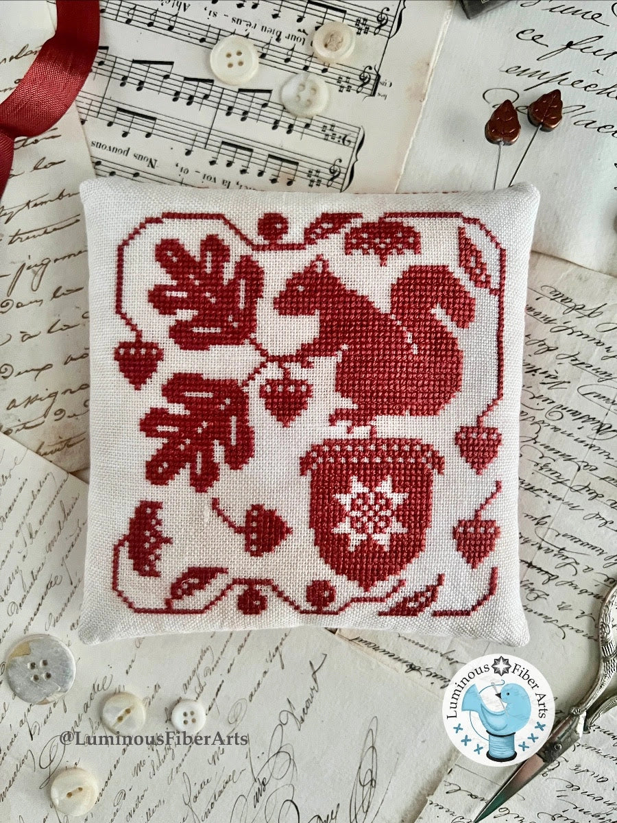 Autumn's Acorns Cross Stitch Pattern Luminous Fiber Arts