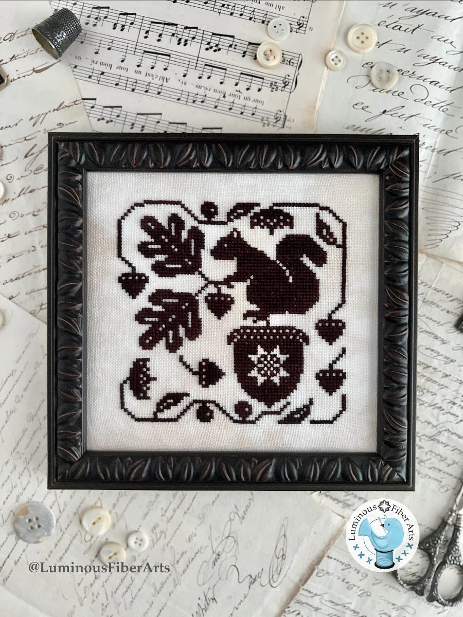 Autumn's Acorns Cross Stitch Pattern Luminous Fiber Arts