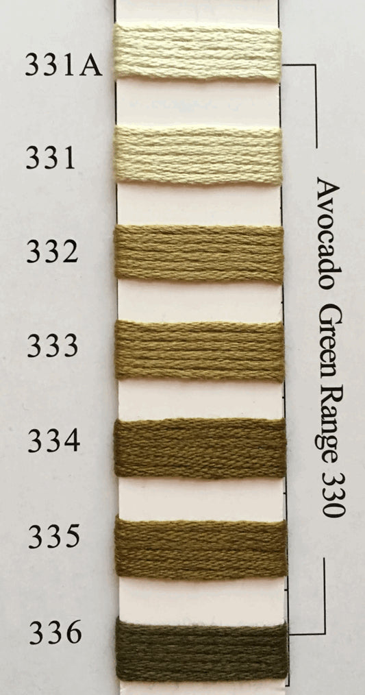 Needlepoint NPI Silk Floss 8 Ply Avocado Green Range 331A 331 332 333 334 335 336