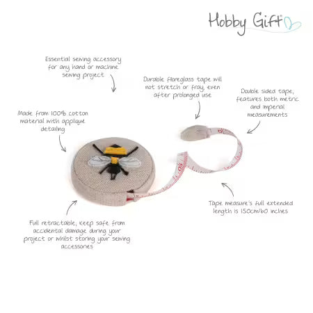 Bee Linen Covered Retractable Measuring Tape