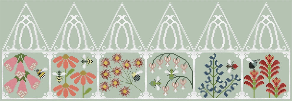 PREORDER Bees In The Greenhouse Cross Stitch Pattern Physical Copy The Blue Flower