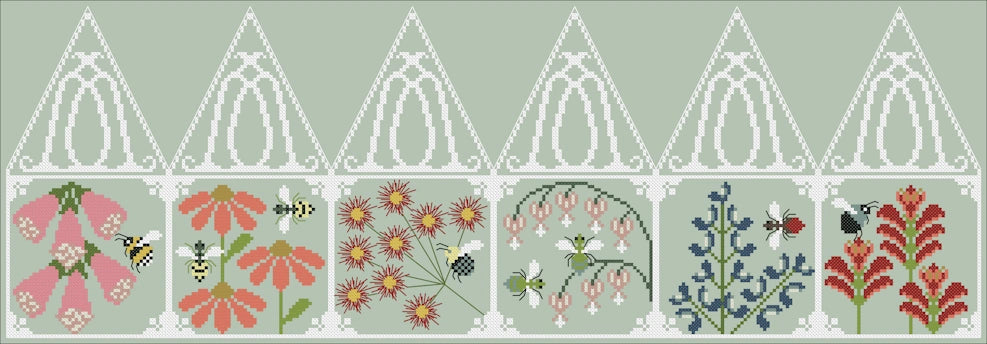 Bees In The Greenhouse Cross Stitch Pattern Physical Copy The Blue Flower