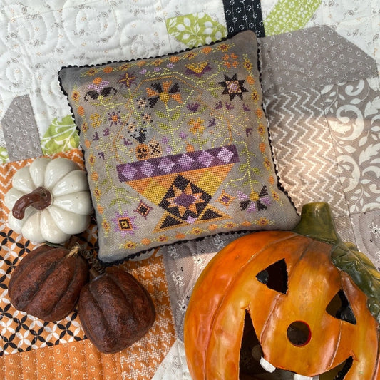 Betsy's Halloween Basket by Pansy Patch Stitchery Cross Stitch Pattern Physical Copy