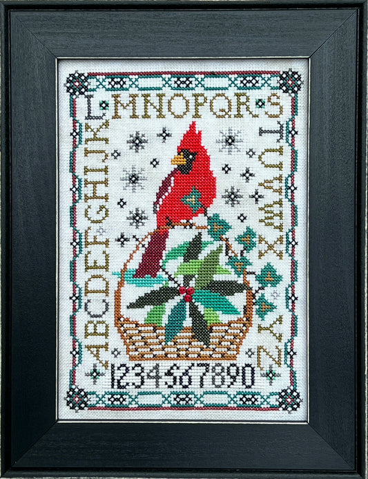 Birdie & Basket Sampler - Winterberry Tellin Emblem Cross Stitch Chart