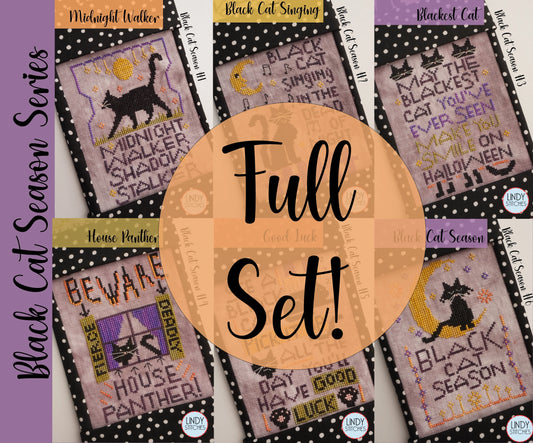 FULL SERIES! Black Cat Season Cross Stitch Patterns by Lindy Stitches