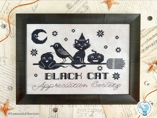 Black Cat Appreciation Society Cross Stitch Pattern Luminous Fiber Arts