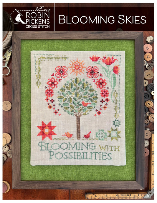 PREORDER Robin Pickens BLOOMING SKIES Cross Stitch Pattern