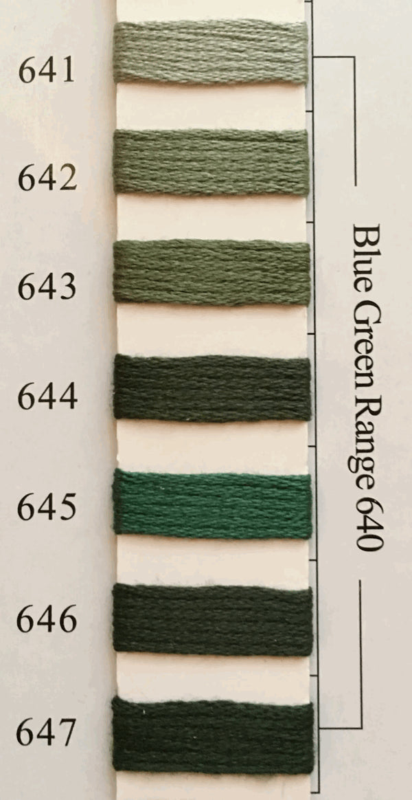Needlepoint NPI Silk Floss 8 Ply Blue Green Range 641 642 643 644 645 646 647