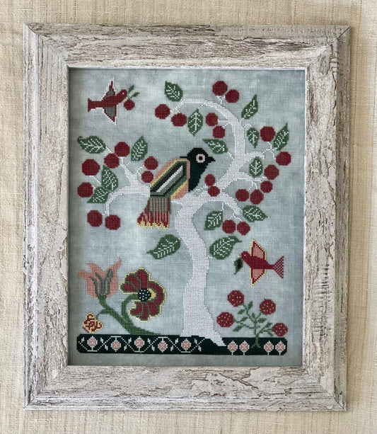 Blue Bird in a Cherry Tree Cross Stitch Pattern Kathy Barrick PHYSICAL copy