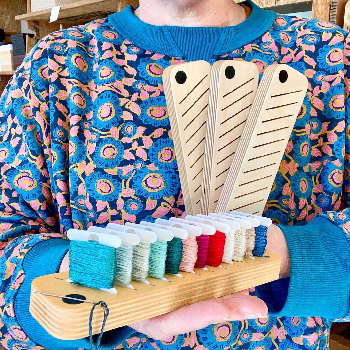 Wooden Bobbin Minder by Modern Hoopla