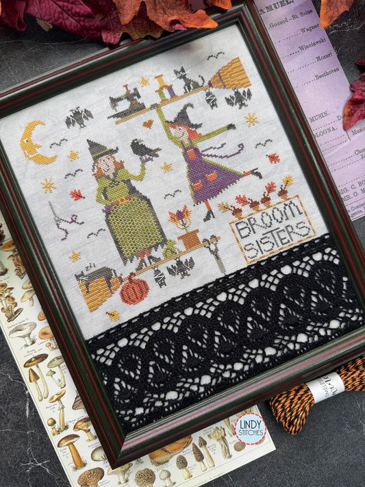 EXCLUSIVE Broom Sisters Cross Stitch Pattern by Lindy Stitches