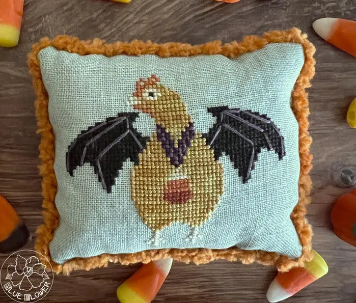 PREORDER Blue Flower CANDY CORN CREW Cross Stitch Pattern