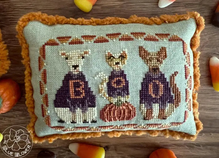 PREORDER Blue Flower CANDY CORN CREW Cross Stitch Pattern