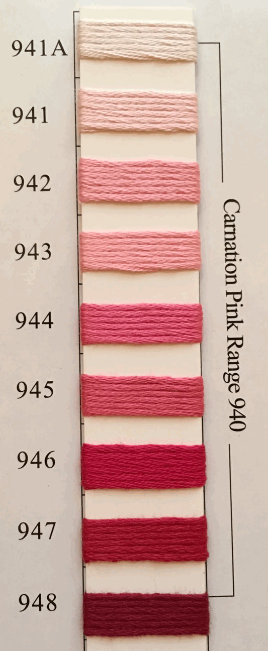 Needlepoint NPI Silk Floss 8 Ply Carnation Pink Range 941A 941 942 943 944 945 946 947 948