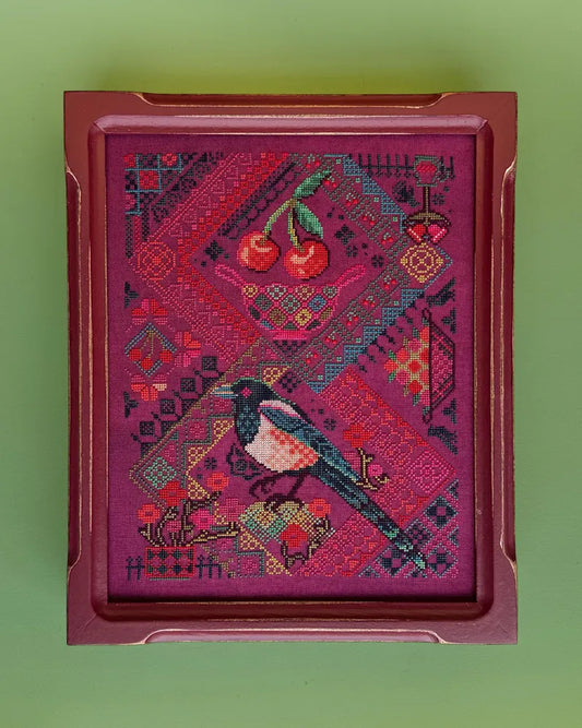 Cherry Magpie cross stitch pattern by JED XStitch