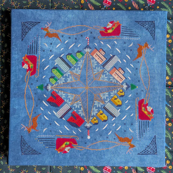 PREORDER Shaded Stitchery CHRISTMAS COMPASS ROSE Cross Stitch Pattern Nashville Market