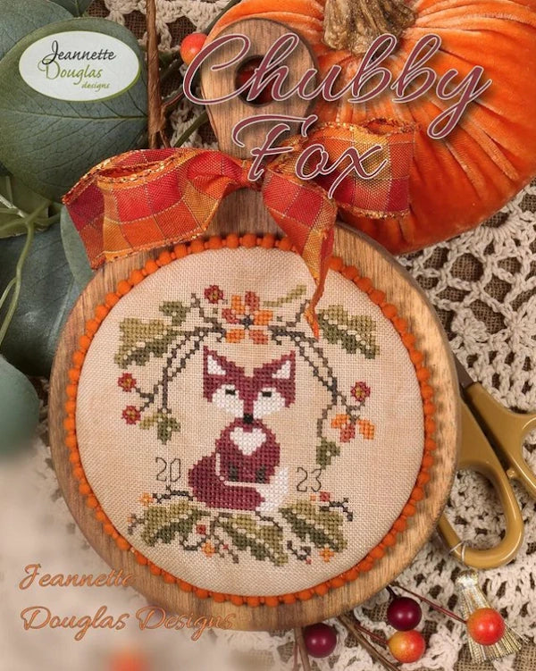 PREORDER Chubby Fox by Jeannette Douglas Designs Cross Stitch Pattern PHYSICAL copy