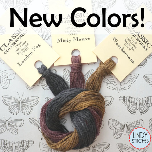 NEW COLOR PACK! Classic Colorworks London Fog, Weathervane, Misty Mauve Floss Hand Dyed Cotton Skein
