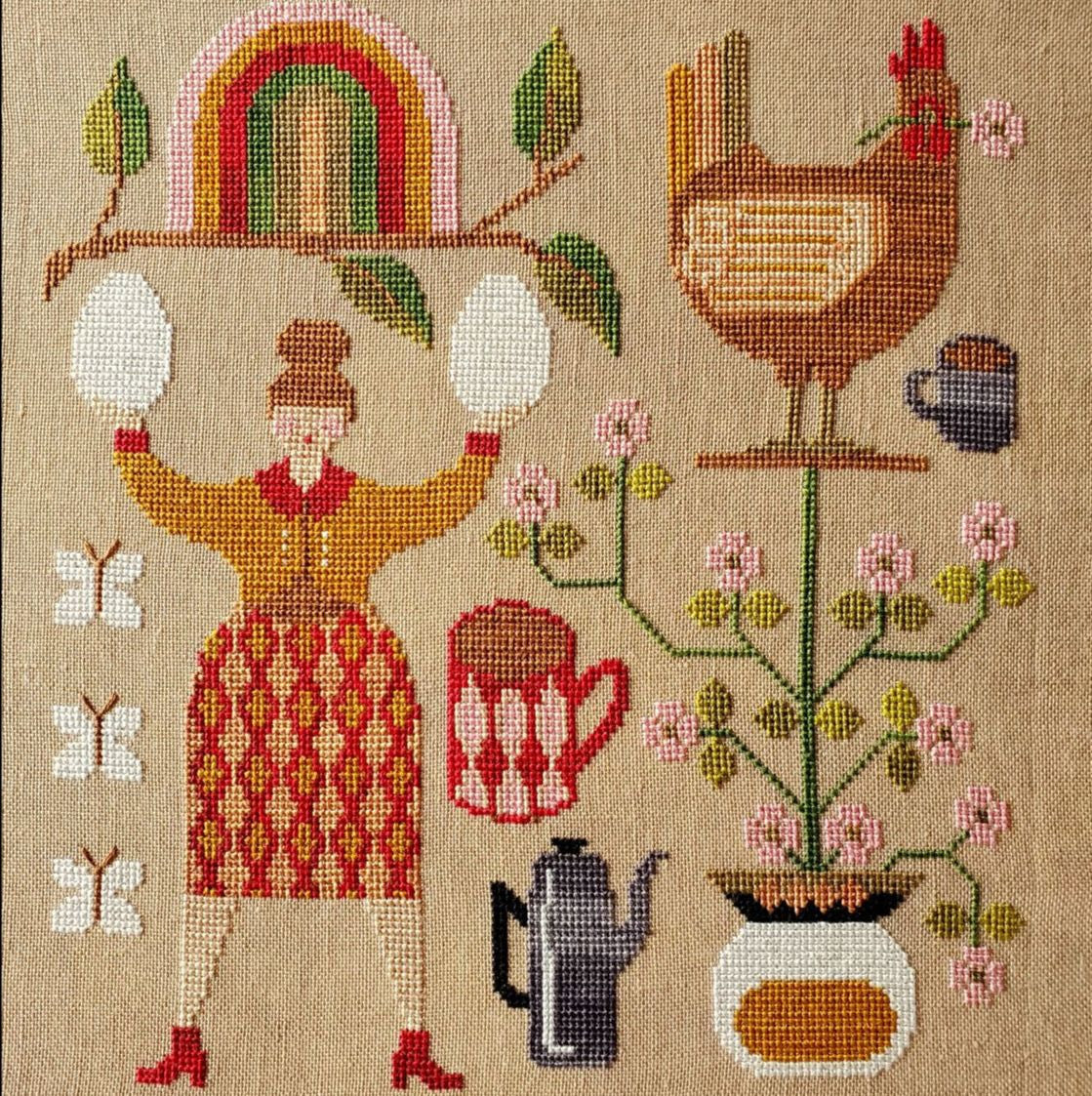 Coffee and Eggs Cross Stitch Pattern Physical Copy Artsy Housewife