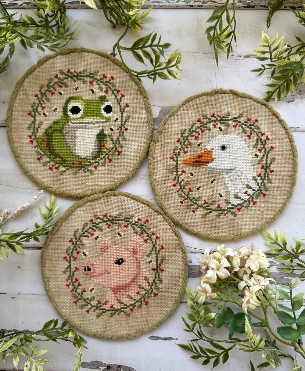 Puntini Puntini COUNTRYSIDE ANIMALS TRIO Cross Stitch Pattern