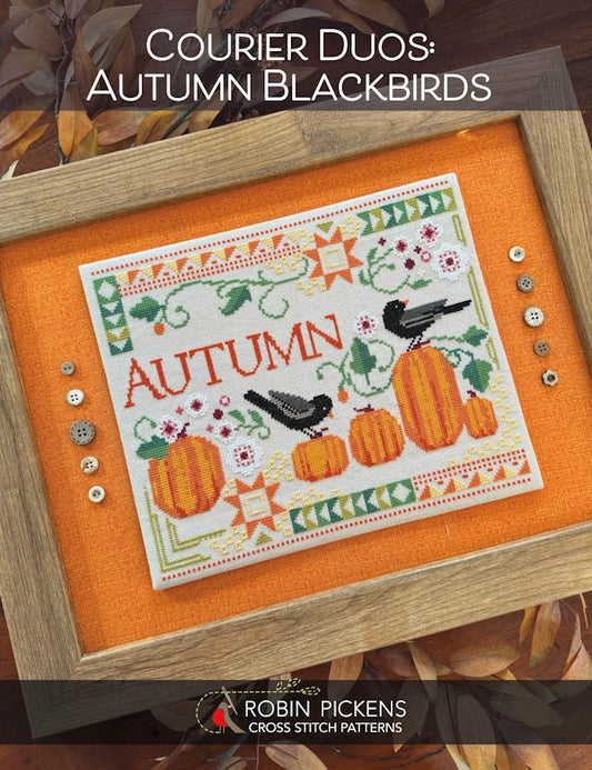 Courier Duos: Autumn Blackbirds Cross Stitch Pattern by Robin Pickens Nashville Market