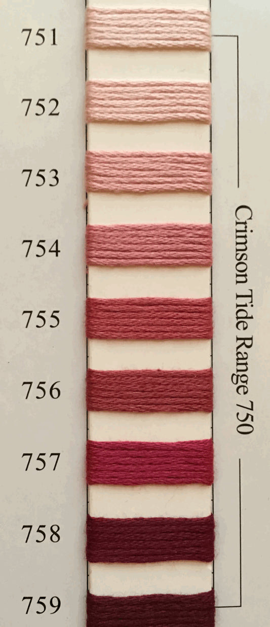 Needlepoint NPI Silk Floss 8 Ply Crimson Tide Range 751 752 753 754 755 756 757 758 759