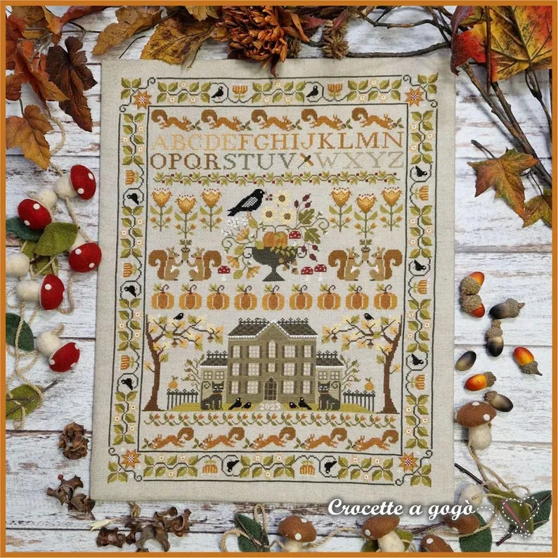 October Sampler Cross Stitch Pattern by Crocette A Gogo