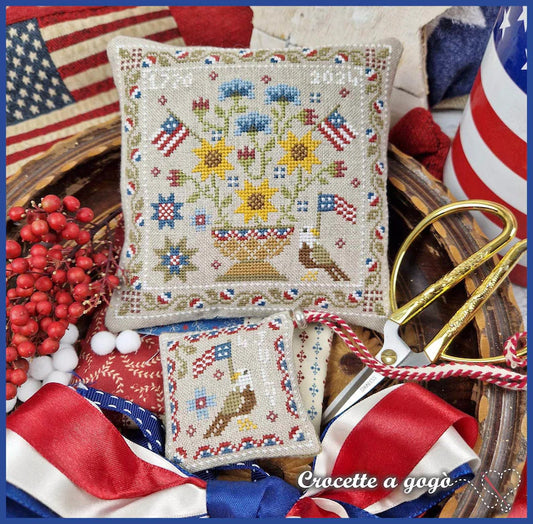 PATRIOTIC BASKET Cross Stitch Pattern by Crocette A Gogo